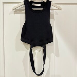 Zara Black Crop Top with waist band